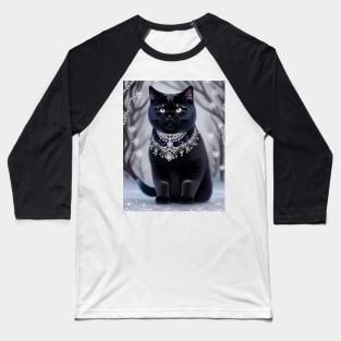 Jeweled Black British Shorthair Cat Baseball T-Shirt